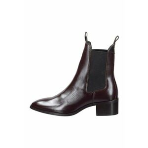 Botine Chelsea din piele cu toc masiv - Maro inchis imagine