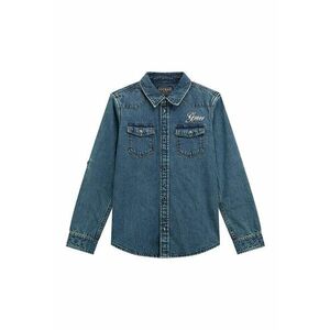 Camasa din denim cu broderie logo - Albastru prafuit imagine