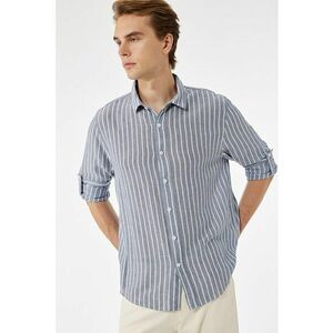 Camasa regular fit din bumbac cu model in dungi - Alb/Albastru prafuit imagine