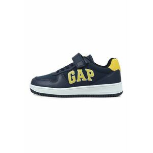 Pantofi sport de piele ecologica cu velcro - Galben/Bleumarin imagine