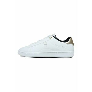 Pantofi sport uni de piele ecologica - Alb/Auriu imagine