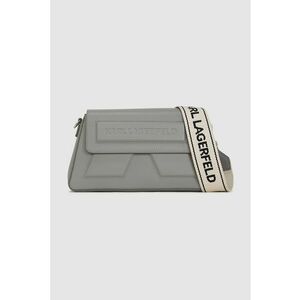 Geanta crossbody din piele cu bareta logo - Gri cenusiu imagine