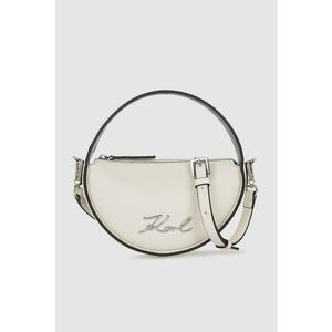 Geanta crossbody de piele cu logo metalic decorativ - Alb murdar imagine