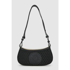 Geanta crossbody cu aspect crosetas si logo perforat - Negru imagine