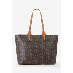 Geanta shopper de piele ecologica cu model logo - Maro inchis/Maro deschis imagine