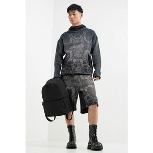 Pantaloni scurti cu talie elastica si imprimeu - Gri antracit imagine