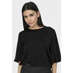 Bluza din satin cu maneci medii - Negru imagine