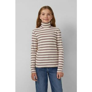 Bluza slim-fit cu guler inalt si dungi - Violet tyrian/Crem imagine