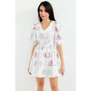 Rochie mini HiCCUP cu broderie florala - decolteu in V - amestec bumbac-poliester-nailon imagine