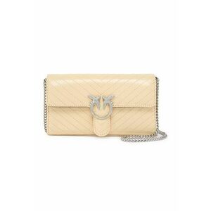 Geanta crossbody de piele cu bareta din lant Love One - Bej imagine