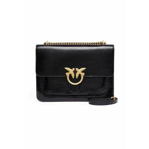 Geanta crossbody de piele cu trei compartimente - Negru imagine