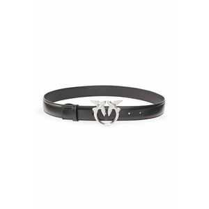 Curea de piele cu catarama cu logo - Negru stins imagine