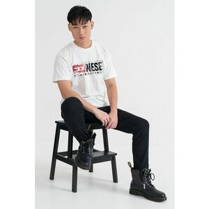 Tricou din bumbac cu logo - Negru/Alb murdar imagine