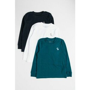 Set de bluze din amestec de bumbac cu decolteu la baza gatului - 3 piese - Alb/Verde/Negru imagine