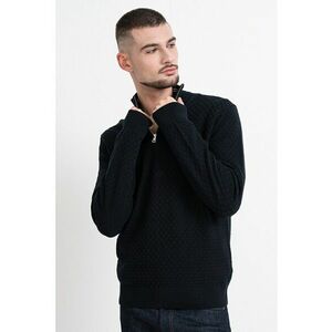 Pulover din amestec de bumbac organic cu fermoar scurt - Negru imagine