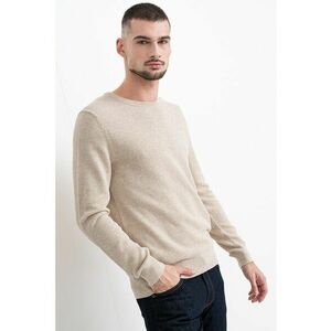 Pulover din bumbac pique - Bej imagine