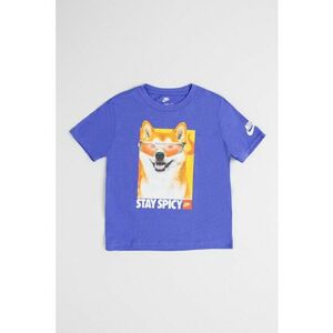 Tricou din amestec de bumbac cu imprimeu foto - Albastru imagine
