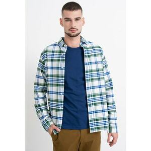 Camasa Oxford din bumbac cu model in carouri - Alb/Verde/Albastru imagine