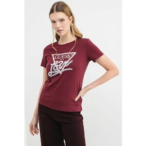 Tricou din bumbac cu imprimeu logo si aplicatie cu margele - Violet pruna imagine