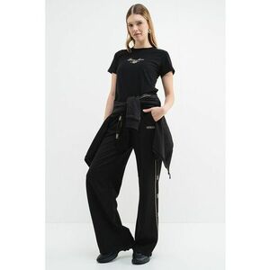 Pantaloni de trening cu croiala ampla si buzunare laterale - Auriu/Negru imagine