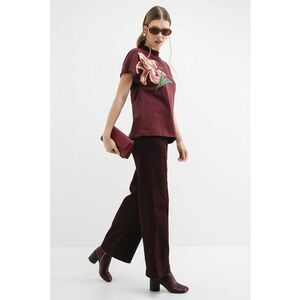 Tricou de bumbac cu model floral - Violet tyrian/Roz imagine
