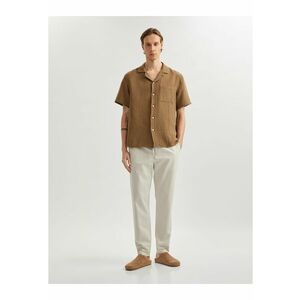 Pantaloni chino din amestec de in - Maro camel imagine