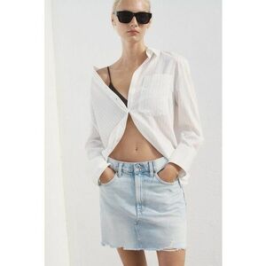 Fusta mini din denim - Albastru deschis melange imagine