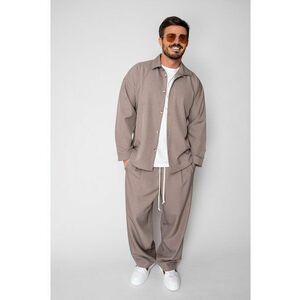 Set Oversized Camasa si pantalon lung Taupe 18758 - Negru imagine