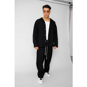 Set Oversized Camasa si pantalon lung Black 18754 - Negru imagine