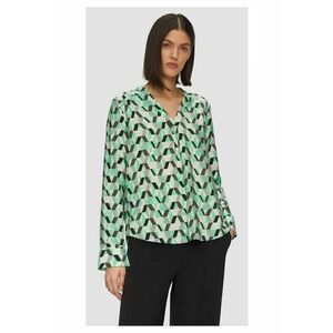 Bluza texturata dama cu imprimeu abstrac si decolteu in V - Verde imagine