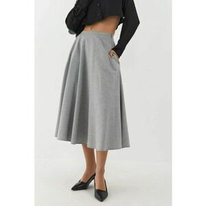 Fusta midi talie inalta - inchidere cu fermoar - gri - textil imagine