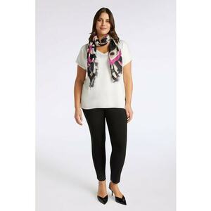 Tricou cu partea frontala din satin - Alb murdar imagine