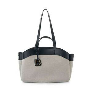 Geanta shopper cu garnituri din piele ecologica si talisman - deschis - Negru/Gri deschis - 22 x 42 x 19 cm imagine