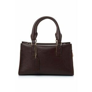 Geanta structurata din piele ecologica cu maner - Maro cognac imagine