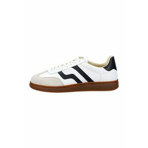 Pantofi sport low cut din piele Cuzmo - Alb/Negru/Bej deschis imagine