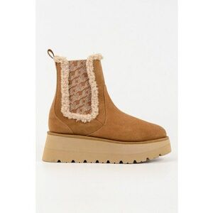 Ghete Chelsea wedge din piele intoarsa - Caramel imagine