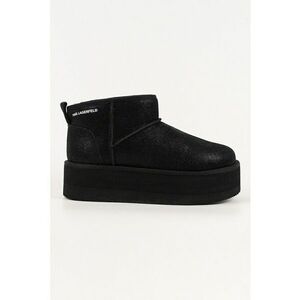 Ghete flatform slip-on din piele intoarsa - Negru imagine