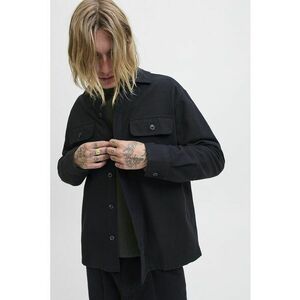 Jacheta-camasa relaxed fit cu buzunare pe piept - Negru stins imagine