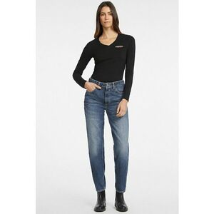 Bluza cu decolteu in V si imprimeu logo - Negru imagine