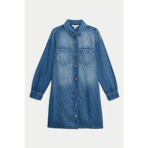 Rochie scurta din denim - Albastru inchis/Alb murdar imagine