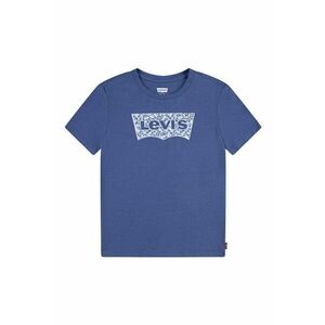 Tricou de bumbac organic cu imprimeu logo - Albastru inchis imagine