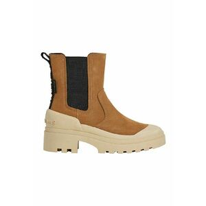 Ghete Chelsea cu toc masiv - Negru/Caramel imagine