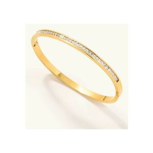Bratara aurie - din otel inoxidabil - suflata cu aur 18k - tip bangle - cu pietre din zirconiu - Jessa C5 imagine