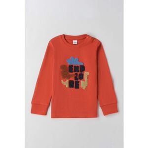Bluza de bumbac cu aplicatie din terry - Rosu imagine