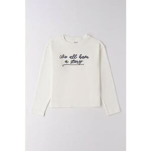 Bluza de bumbac cu text brodat - Crem imagine