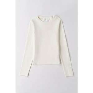 Bluza din amestec de bumbac cu aspect striat - Crem imagine