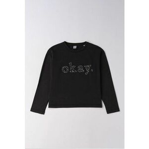 Bluza din amestec de bumbac cu text decorat cu strasuri - Negru imagine