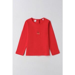 Bluza de bumbac cu decolteu rotund - Rosu imagine