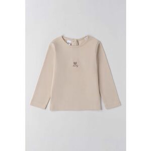 Bluza de bumbac cu decolteu rotund - Bej imagine