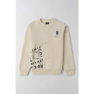 Bluza de trening cu decolteu la baza gatului si model text - Negru/Bej imagine